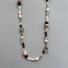 n157 天然素材 ガラス ビーズ ネックレス 金アレ対応素材変更/長さ変更可