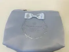 ライトブルー サテン ポーチ リボン付き