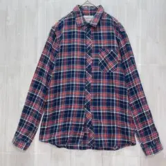パワートゥーザピープル　チェックネルシャツ　ネイビー　M