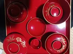 赤い漆器 お食い初め 食器セット