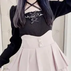 MARS マーズ フリルリボンテレコトップス ブラック×ブラック