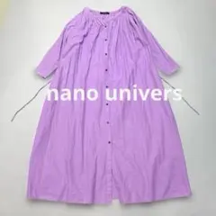 ★美品★nano univers コットンリネンバンドカラーシャツワンピースのサムネイル