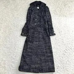 16166✨美品✨CHANEL 女優襟 ココマーク銀ボタン ツイードロングコート