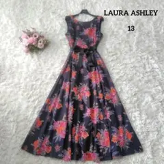 【美品♡希少13】ローラアシュレイ　マキシ　コットンフラワーフレアワンピース