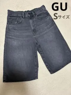 GUデニムハーフパンツ　メンズS ブラックデニム