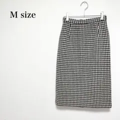 千鳥格子柄タイトスカート　M 日本製　上品　フェミニン　大人女子　綺麗め　秋服
