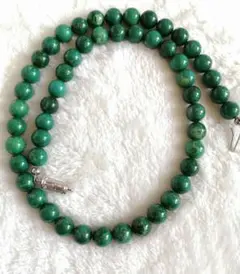 ヴィンテージ ネックレス 天然 グリーンターコイズ 8mm シルバー製 B94