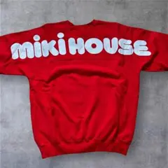 ヴィンテージ　ミキハウス　長袖　スエット　デカロゴ　M　レッド　メンズ　80s
