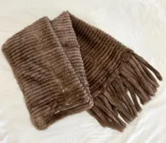 セーブル ストール ブラウン/アイボリー 高級 大判 ファー