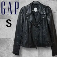 【美品】GAP ダブルライダース 革 ジャケット ブラック S レディース
