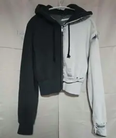 ZARA ザラ 裏起毛 ショート丈 ダメージ加工 スウェット パーカー 長袖