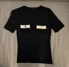 ZARA ニットTシャツ　ブラック