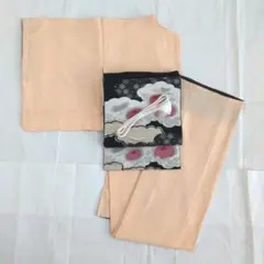 正絹袷着物　色無地【エクリュベージュ】 ちりめん地紋/名古屋帯/帯揚げ/帯締めのサムネイル