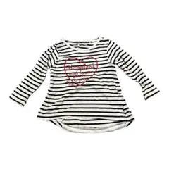 白黒ストライプ 長袖カットソー ハート刺繍　100サイズ