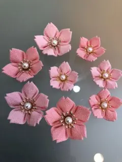 つまみ細工　桜　花　パーツ　8個セット　①