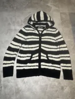 nano universe ストライプ フード付きパーカー美品
