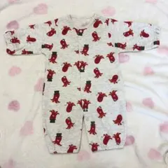 赤いタコ柄ツーウェイ・ドレスオール 50-70cm