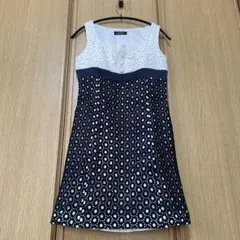 JUSGLITTY 刺繍　ノースリーブひざ丈ワンピース