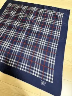 バーバリー チェック スカーフ ネイビー グレー レッド シルク