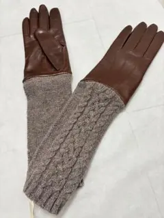 Alta Classe★ アルタクラッセ　レザーグローブ　革ニット手袋　茶　新品