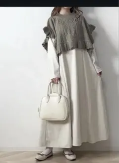 ダブルクローゼット ロングワンピース エヘカソポ ケーブルフリルニットベスト