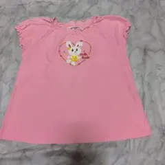 miki house うさぎ刺繍 半袖Tシャツ ピンク 120のサムネイル