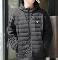 DANTON ミドルダウンフーデッドジャケット 黒 サイズ42