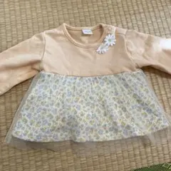 SIMPLE FREE 花柄チュール付きトップス 80