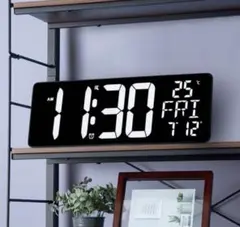 LED掛け置き兼用時計アラームカレンダー温度湿度電波デジタル黒ブラック男前インテ