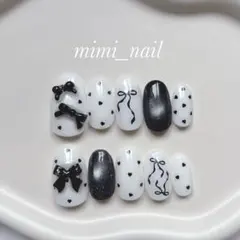 フレンチガーリー リボン ネイルチップ