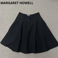 極美品✨MARGARET HOWELL ウール100%　フレアスカート ブラックのサムネイル