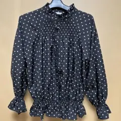 L'espoir ドット柄長袖ブラウスsizeＬ