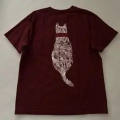 Tシャツ エンジ　猫　M