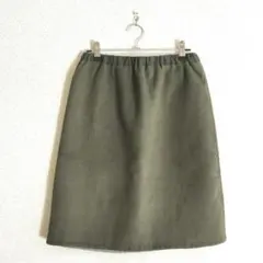 リバーシブルひざ丈スカート　グレー　カーキ　レディース　秋冬