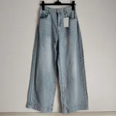 【新品タグ付き】デニム ワイドバギーパンツ サックス【M】