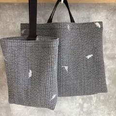 レッスンバック 恐竜 ダークグレー ヌビ ハンドメイド 韓国 絵本 シューズ袋