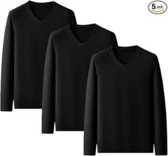 22 メンズ Vネック 長袖 Tシャツ 裏起毛 3枚組 XL 速乾 ロンT