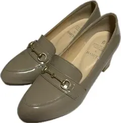 HARUTA グレー エナメル ローファー