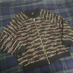 H&M ツイードブルゾン ジャケット/黒　レディースL