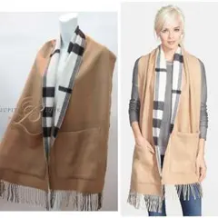 バーバリー burberry リバーシブル ポケット付き マフラー ストール
