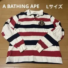 A BATHING APE ボーダー 長袖ポロシャツ エルボーパッチのサムネイル