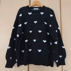 CPCM 総柄ハートBIGニット ブラック系