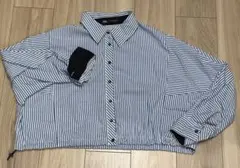 ZARA ザラ　クロップドシャツ　ストライプ　紺