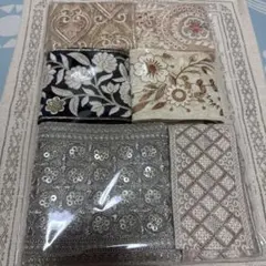 インド刺繍リボン 花柄 刺繍 50センチ6本セット