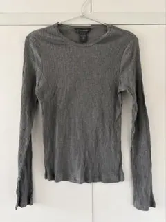 BANANA REPUBLIC グレー リブ編み 長袖カットソー（Tシャツ）