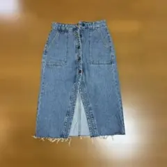 デニム タイトスカート ボタンフロント