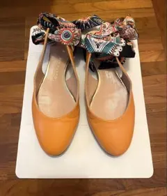MADE IN ITALY シルバー リボン フラットシューズ - メルカリ
