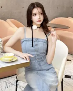 新品タグ付き Rady レディ デニム ロング ワンピース サロペット スカート