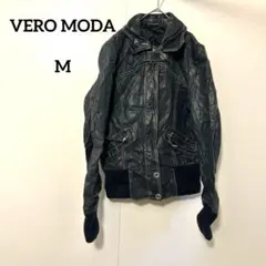 Vero Moda 黒 本革ライダースジャケット 2026年最新】VERO MODA レディース レザージャケット・ライダースの