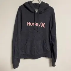 Hurley ダークグレー 裏起毛フード付きパーカートレーナー L 男女兼用